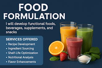 formulate energy drinks, food products, beverage, juices, supplement and recipes
