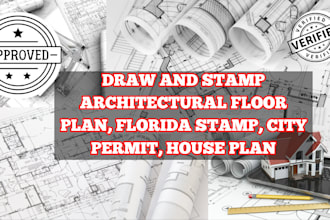 draw and stamp architectural floor plan, florida stamp, city permit, house plan