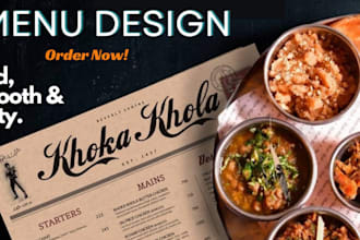 design interactive restuarant menus, digital food menus, flyers, and menu boards