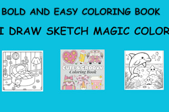 design bold and easy coloring book for amazon kdp picture book illustration