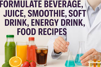 formulate beverage, juice, smoothie, soft drink, energy drink, food recipes