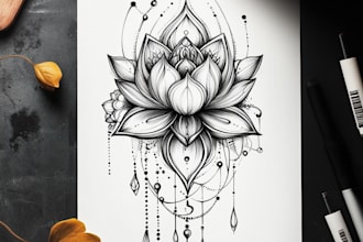 design a tattoo in black and white or in color