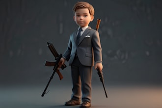 create 3d toy, 3d sculpture, 3d anime, 3d print, 3d model, 3d action figure, bjd