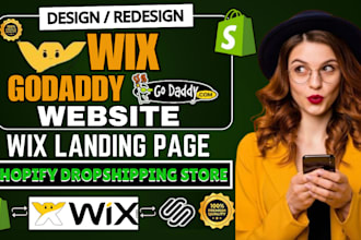 design wix website, godaddy website design, shopify redesign, wix landing page