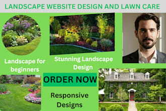 design landscaping website, lawn care, gardening website, tree care, snow remova