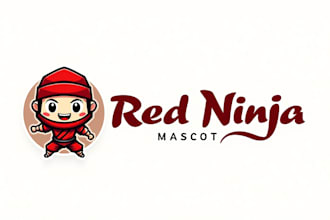 do awesome red ninja mascot logo design