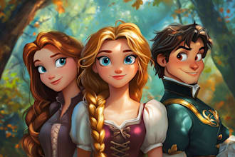 draw you a beautiful portrait in disney cartoon style