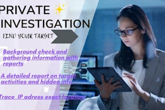 be your private investigator on any target, detective and osint expert