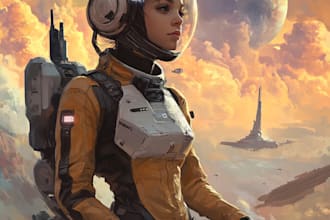 drawing a sci fi character illustration or sci fi character