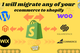 migrate wordspress, wix squarespace,magento, bigcommerce, woocommerce to shopify