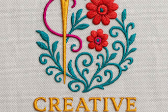 create a unique embroidery style logo design for your brand