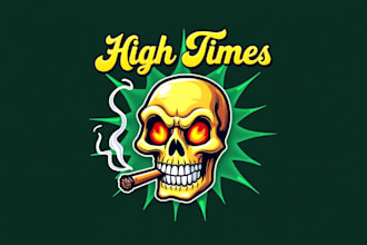 design outstanding skull smoking mascot logo with express delivery