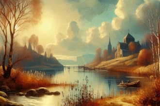 digitally oil paint, vintage portrait, landscape, illustrate