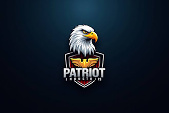 do awesome eagle head with shield mascot logo design