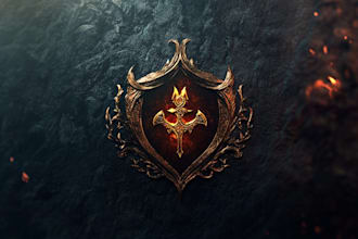 draw a fantasy game logo with cool unique magic style