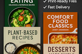 design a professional cookbook or recipe book cover for KDP and print