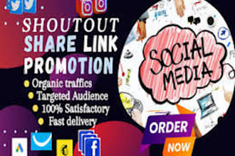 shoutout, share link promote website linkt to 200m twitter, ig, fb, tiktok usa