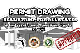 do architectural stamp, structural stamp, set of drawings for city permit