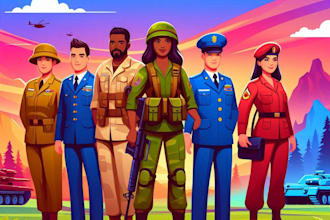 draw military characters or military related illustrations