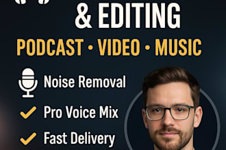 professionally mix and edit your audio for podcast, video, or music