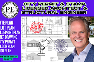 stamp and review licensed california civil and structural design for city permit