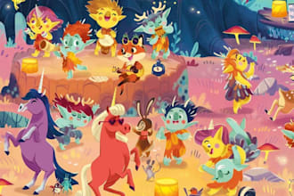 draw children book illustrations and kids cover illustration
