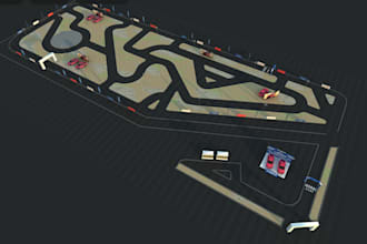 design 3d motorsport circuit, racetrack map,road landscape,booth exterior render