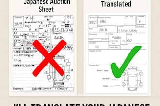 translate japanese auction sheets to english accurately