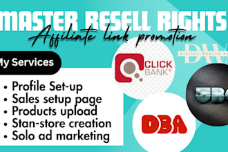 promote master resell rights, set up stan store and beacons for digital products