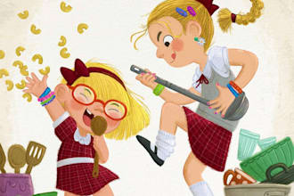 draw children book illustrations and kids cover illustration