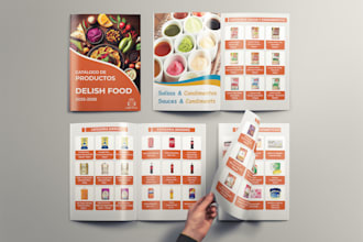 design catalogue, menu, digital pdf brochure, sell sheet, flyer or redesign