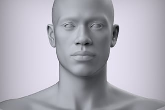 3d head, 3d mask, 3d face, 3d bust model for 3d printing
