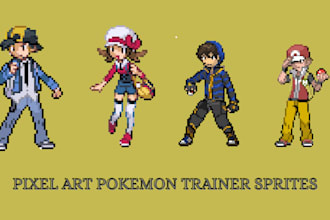 do pixel art pokemon trainer sprite or fakemon pixel art for you in pixel style