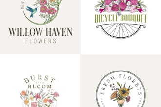 design hand drawn botanical boho floral feminine logo