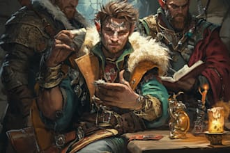 make fantasy dnd party illustration