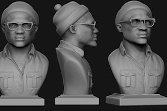 sculpt realistic 3d head, bust, statues, bust model, 3d face model, 3d printing