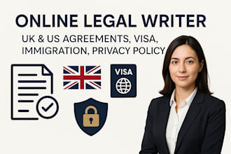 be your online lawyer for legal agreement UK US visa immigration privacy policy