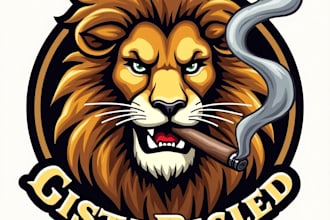 design high quality lion smoking mascot  logo with unlimited revision