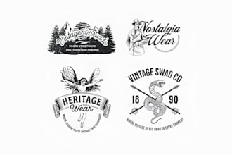 create vintage logo with hand drawn illustration