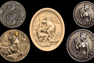 do 3d coin model printable bas relief cnc medallion design 3d pendants wall art