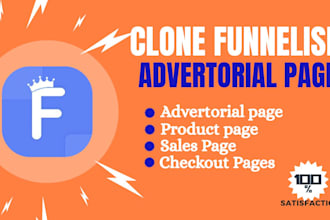 clone advertorial product page and sales page on funnelish
