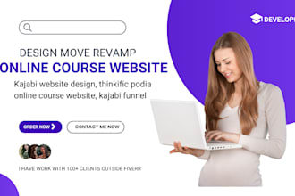 kajabi website design, thinkific podia online course website, kajabi funnel