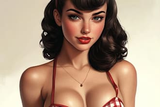 create a cute nsfw pin up comic, pin up girl, pin up art