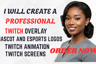 design a custom twitch overlay pack with animated screens and esports logo