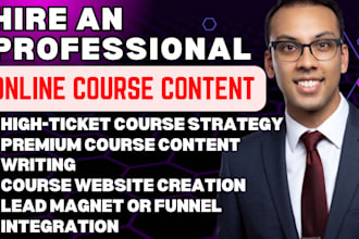 create a high ticket online course content course creation course website, eboo