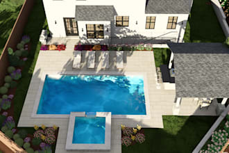 design a custom 3d landscape layout with detailed 2d plans