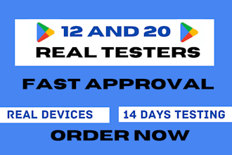 provide real 12 testers or 20 testers for google play console closed app testing