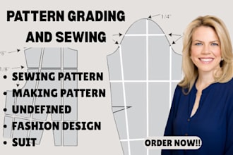 grade sewing pattern into multiple sizes for clothing pattern