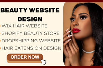 design a hair extension, wig, and beauty website on shopify wix for dropshipping