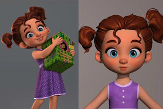 stylized 3d cartoon game chibi blender character model 3d rigging 3d animation